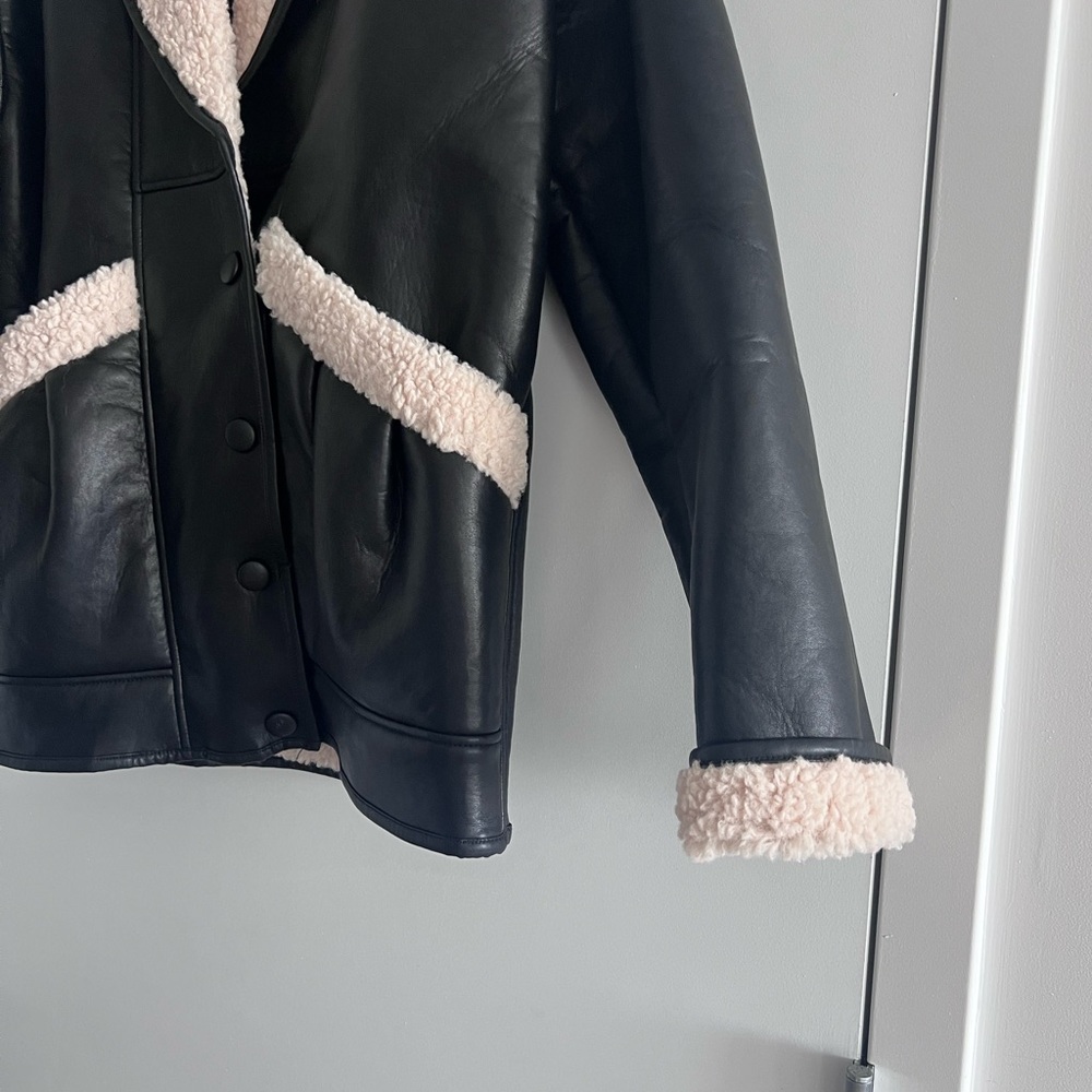 Blank NYC Black Leather Jacket with Cream Accents New Size S - Picture 5 of 8